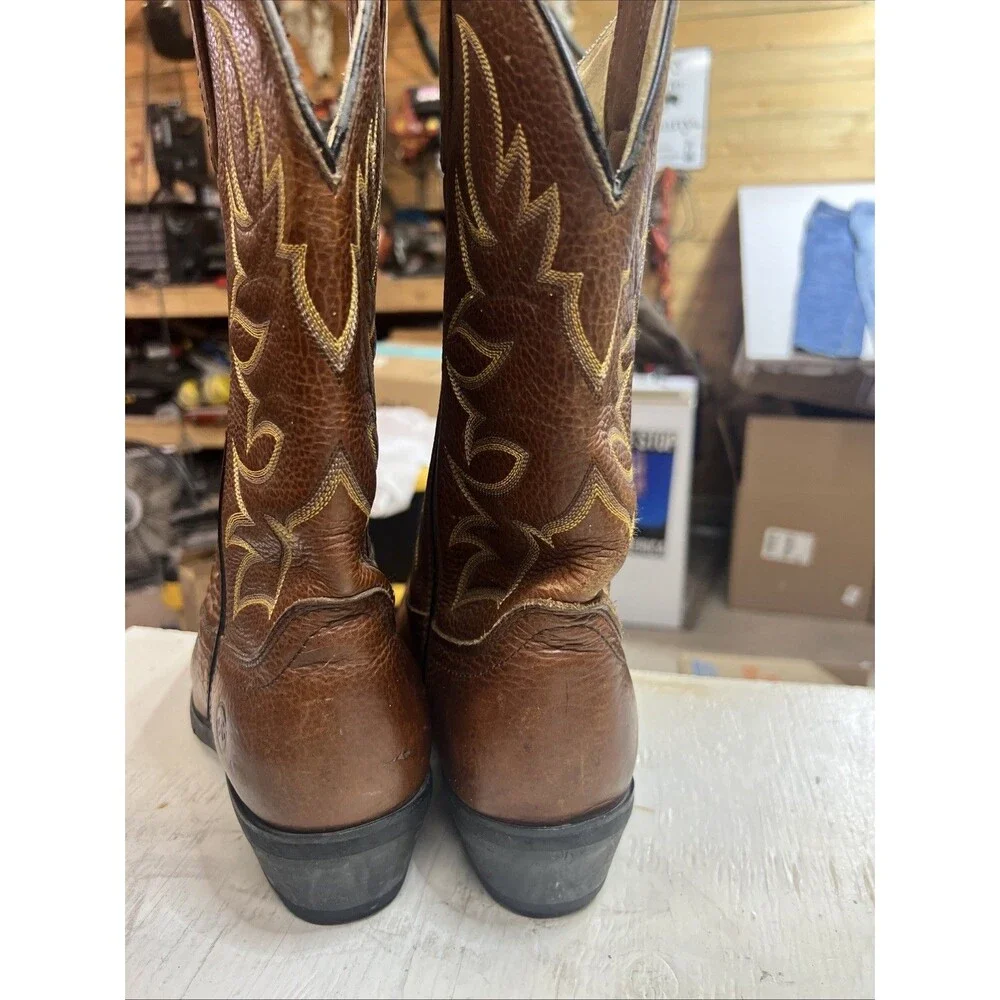 Double H Cowboy Work Boots Mens 10.5 EE DH3201 Brown Leather Western Rubber Sole